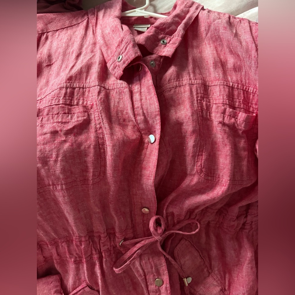 Chico's light red linen utility jacket - Picture 2 of 5